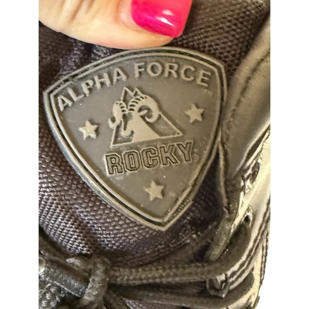 Rocky Alpha Force Waterproof Boots Size 10.5 Black‎ Leather Zipper Duty Work